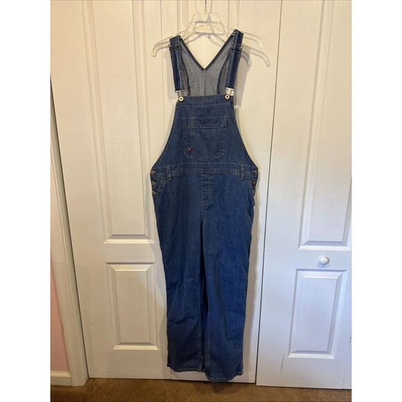Dickies Bib Overalls Womens L Blue Denim Relaxed Fit Carpenter - Picture 1 of 12